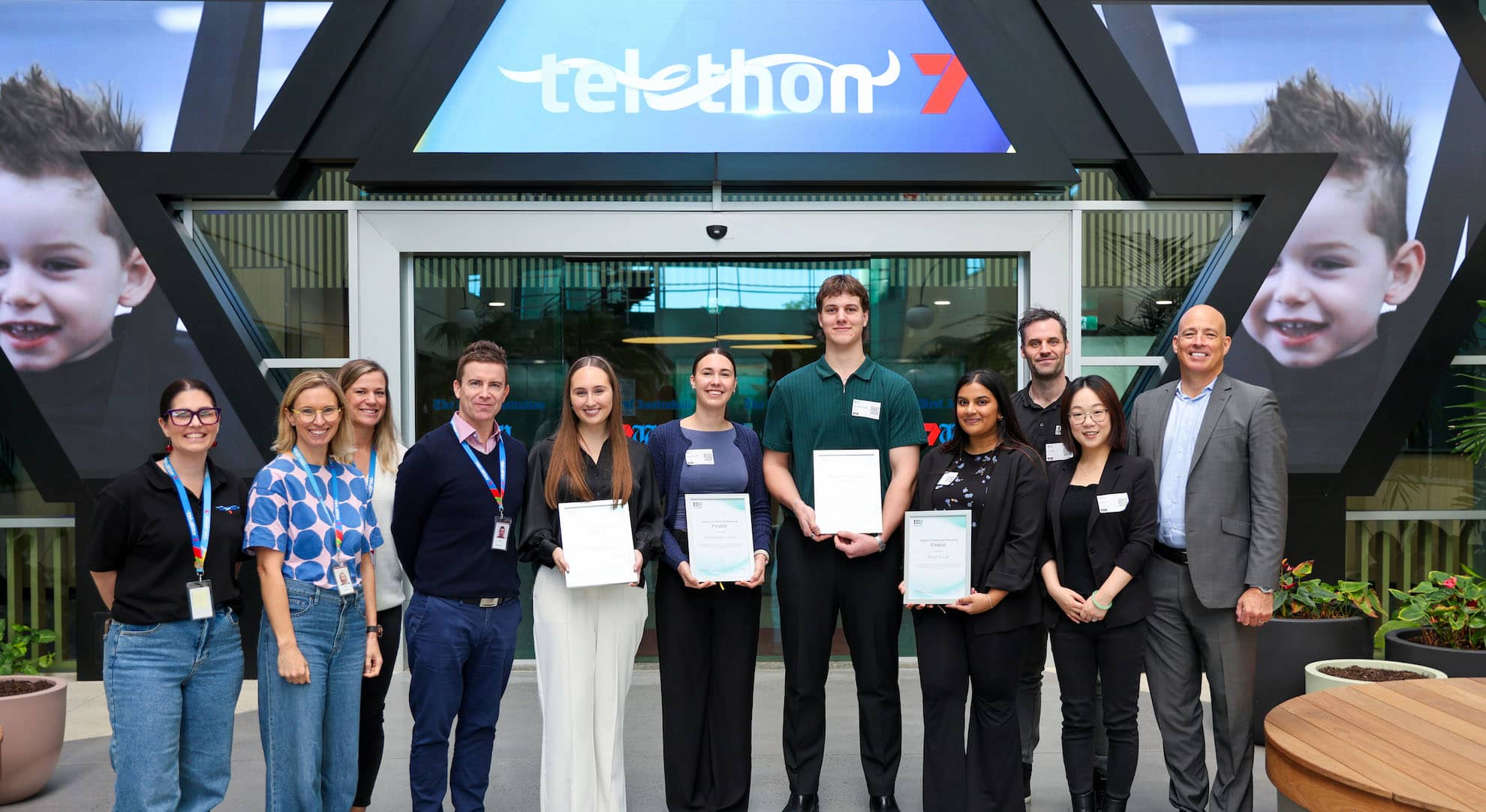 Group of people at the entrance to a building
