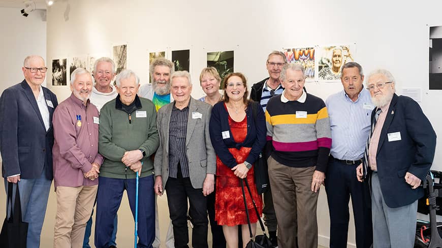 People standing a row