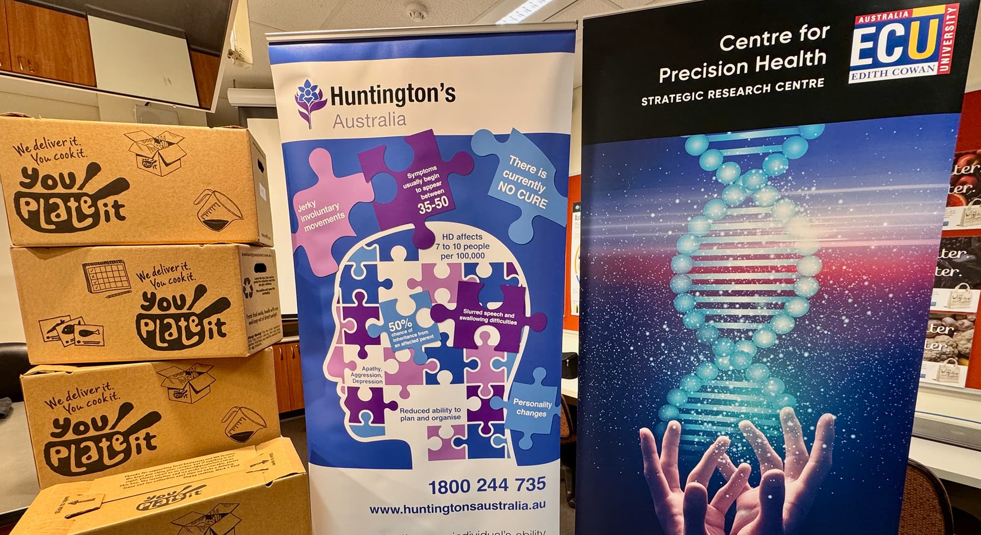 You Plate It boxes, and banners from CPH and Huntington's Australia.