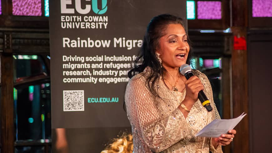 Woman speaking at an event