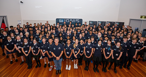 a large group of student interns.