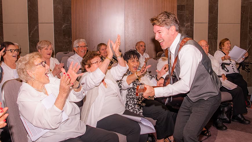 Members of the InCasa choir with Dr Simone Marino.