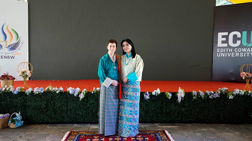 Two women standing together
