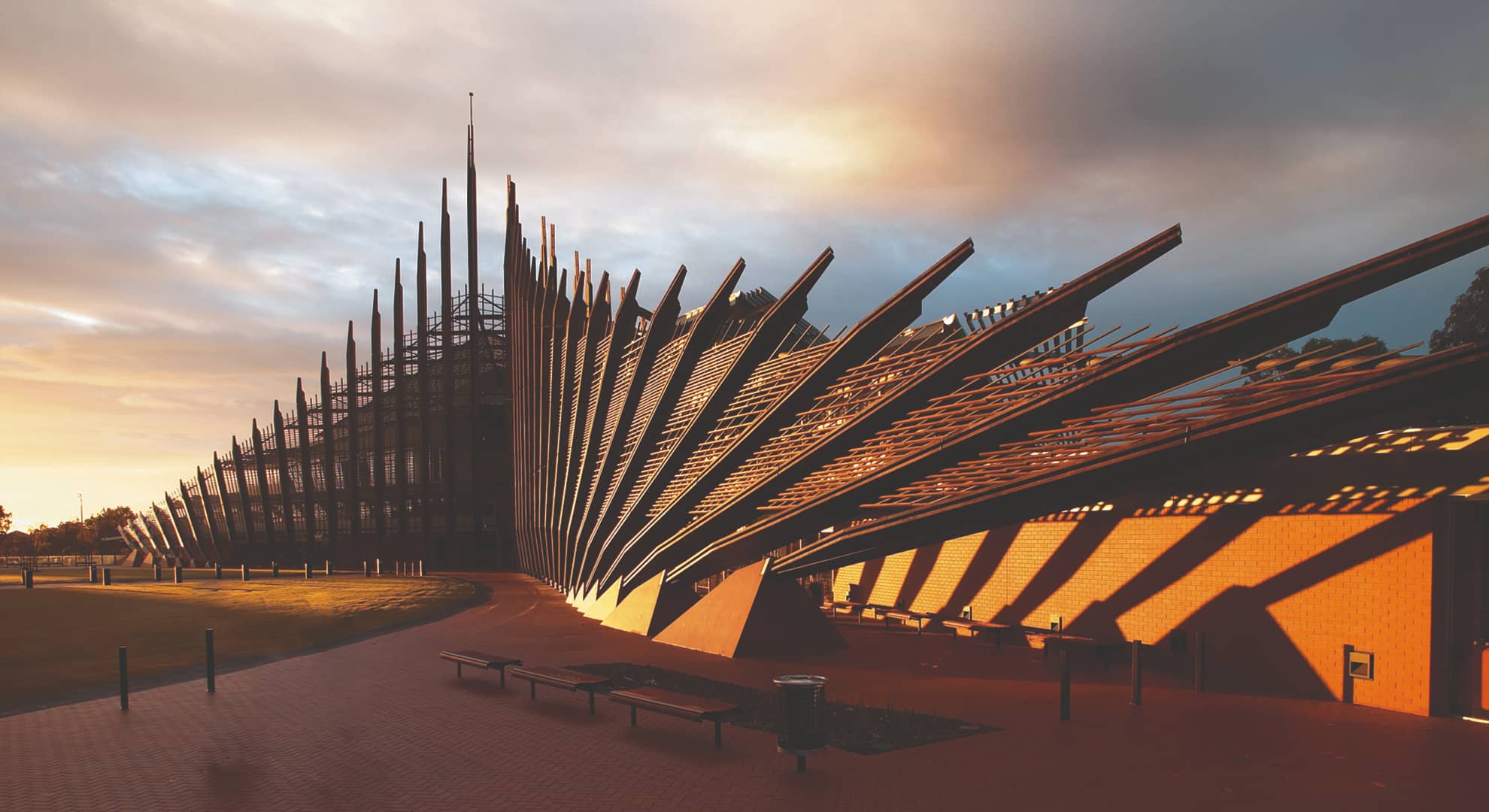 ECU Joondalup Building 1 at sunset.