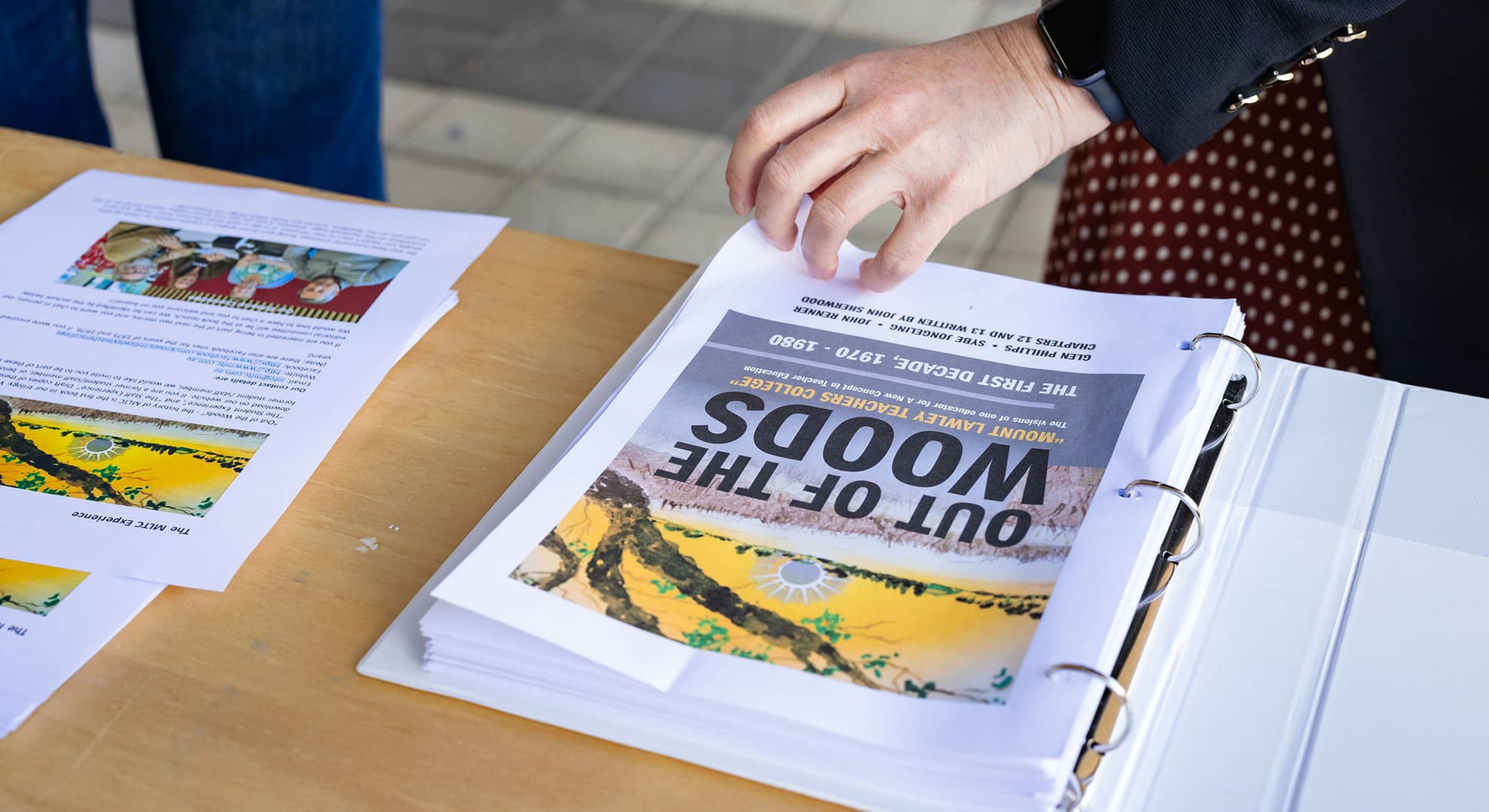 Printed pages in a file folder