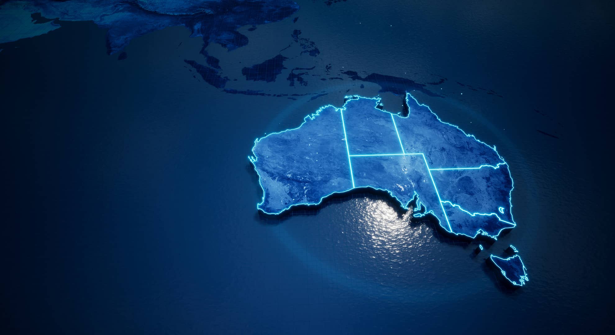 Image of Australia outlined in blue
