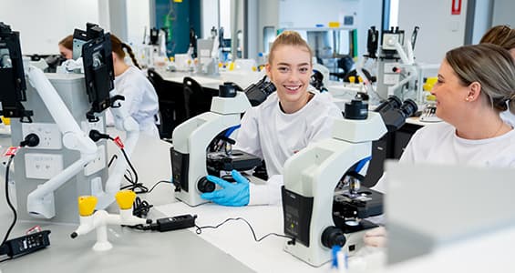 two female students in laboratory