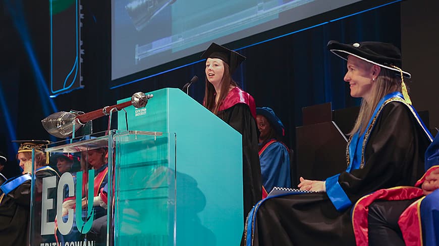Student delivering a speech.