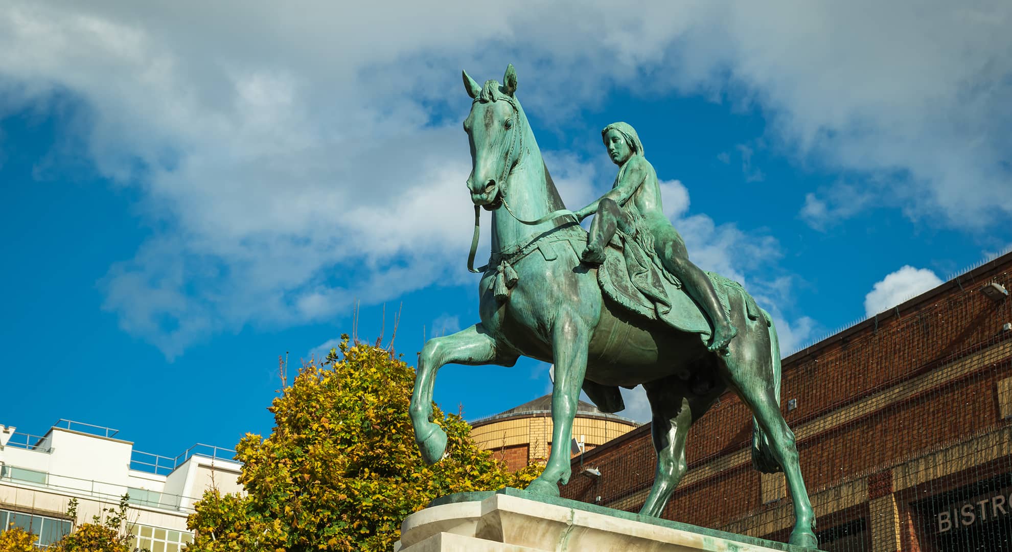 Lady Godiva monument in Coventry England UK