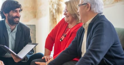 Couple talking to an expert