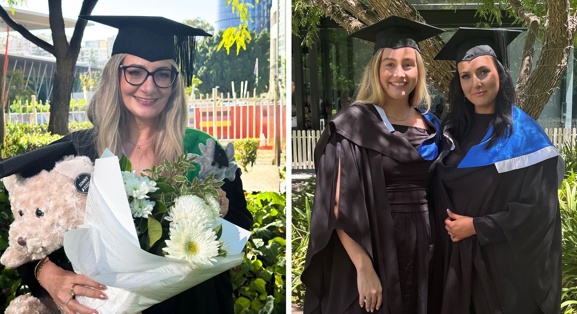 A panel image of three women